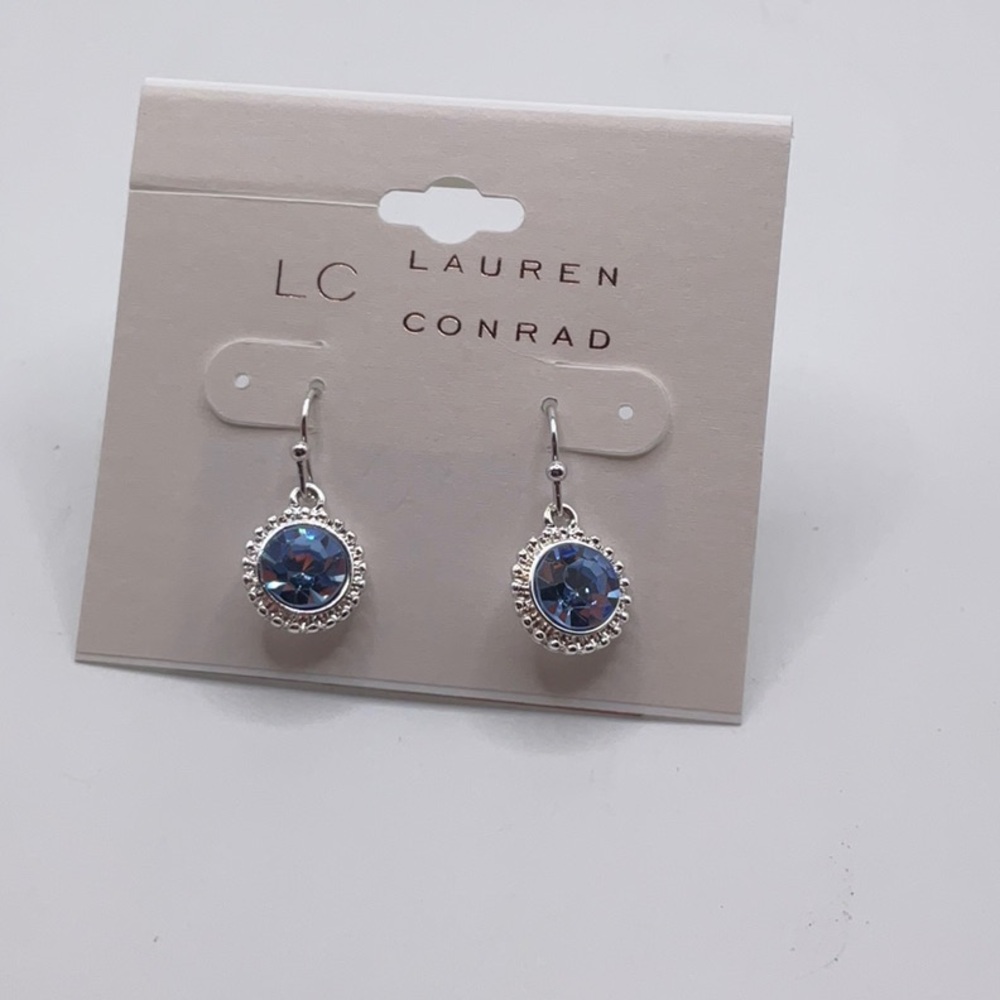 LC Lauren Conrad Silver and Blue Drop Earrings